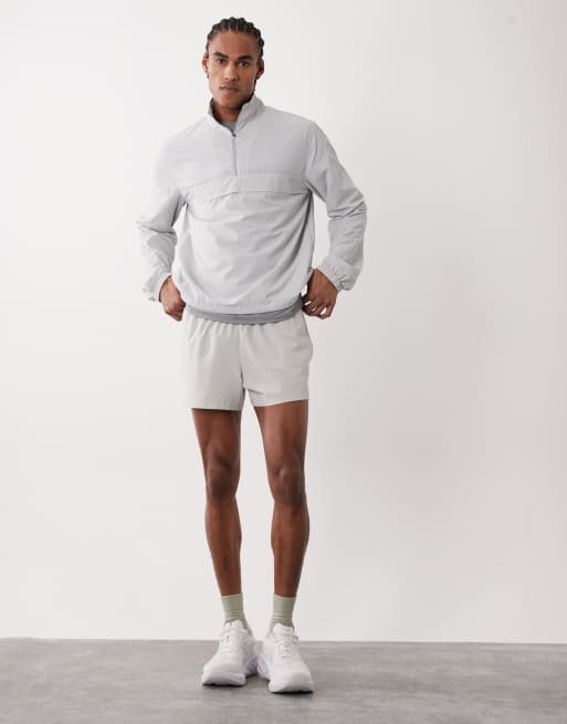 4505 ultra lightweight 1/4 zip running windbreaker with front pocket in vapor gray, 3 of 5