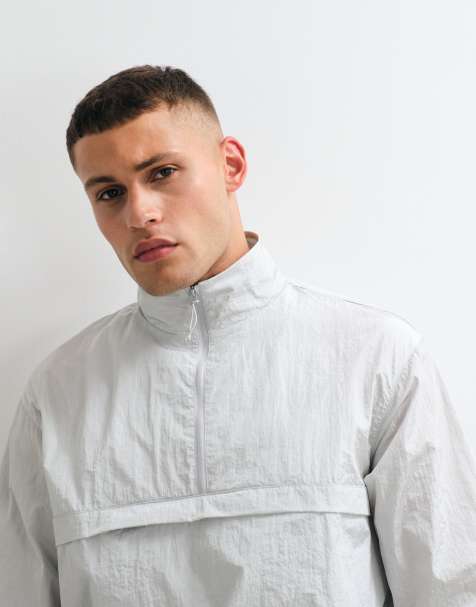 4505 ultra lightweight water repellent 1/4 zip running windbreaker with front pocket in silver - view 1