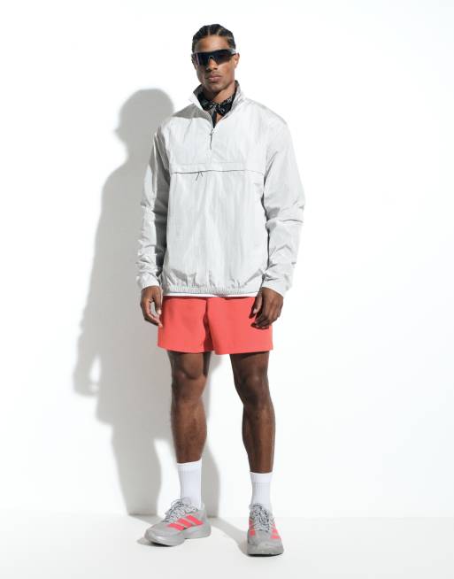 4505 ultra lightweight water repellent 1/4 zip running windbreaker with front pocket in silver, 5 of 6