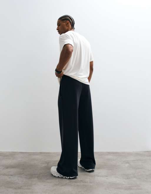 4505 ultra soft modal blend wide leg joggers with zip pockets in black , 3 of 5