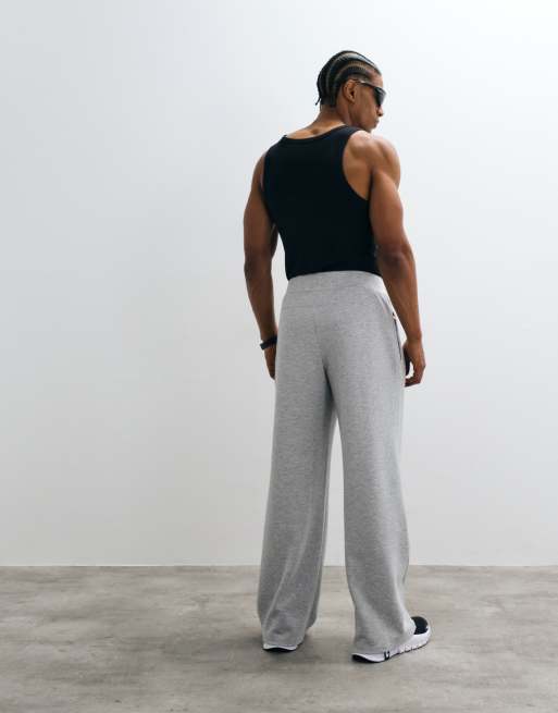 4505 ultra soft modal blend wide leg joggers with zip pockets in grey marl, 5 of 5