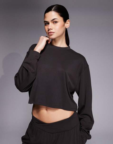 4505 - Ultrazacht cropped sweatshirt van modalmix in mokka - view 1