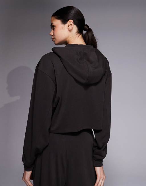 4505 - Ultrazachte cropped hoodie van modalmix in mokka, 2 van 4