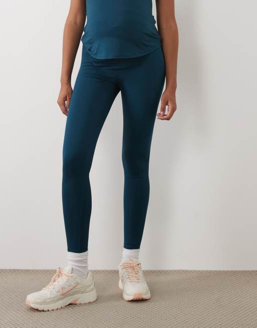 4505 Umstands-Active-Leggings mit hoher Taille, formendem Bund und Innentasche in Petrolblau, 2 von 5