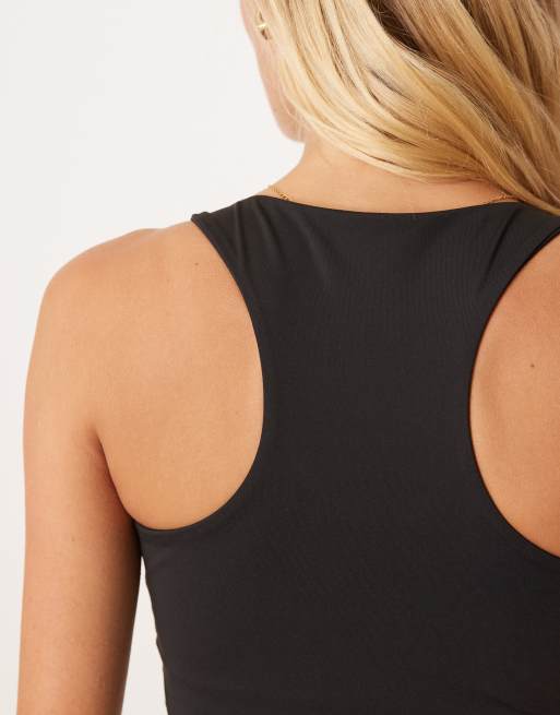 4505 V-neck racer back tank top with inner bra in black 