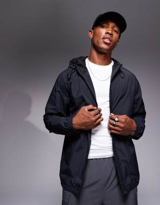 4505 - Veste de course légère et imperméable à capuche - Noir