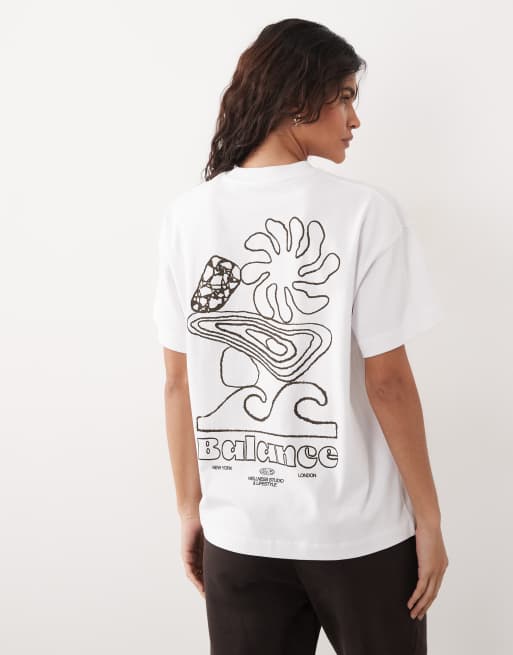 4505 – Vintagevit t-shirt i kraftig bomull och oversize med Studio-tryck baktill, 4 av 4