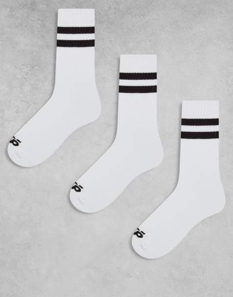 4505 – Vita, snabbtorkande sportstrumpor med två bruna ränder, 3-pack - view 1