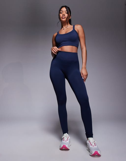 4505 - Vormgevende naadloze fitness legging met hoge taille in marineblauw inkt