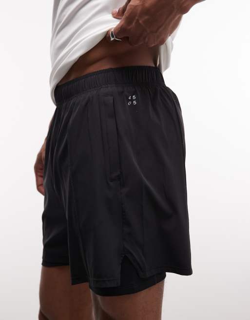 4505 vævede 5'' 2-i-1 tennis-shorts med lægdetalje og boldlomme i sort, 4 af 5