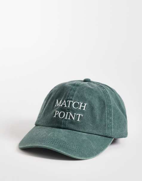 4505 washed cotton cap with tennis text embroidery in court green - view 1