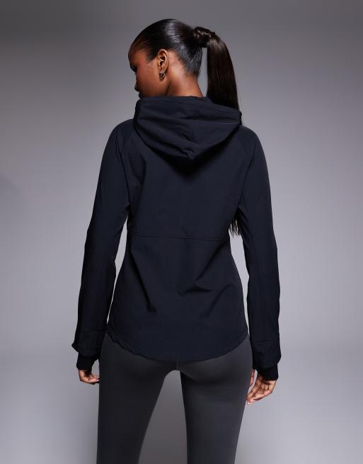 4505 water-repellent slim fit running jacket with hood and zip pockets in black, 4 of 4