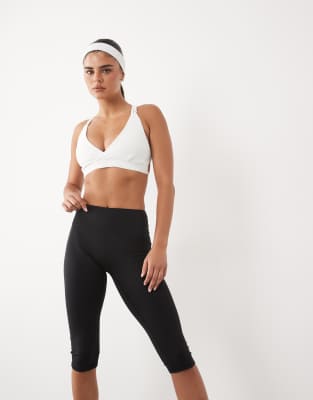 Weiche Capri-Yoga-Leggings in Schwarz mit niedrigem Bund Schwarz 38