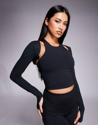 4505 - Weicher, langärmliger Bolero in Schwarz