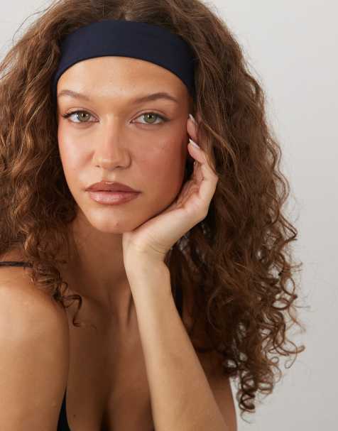 4505 – Weiches, schmales Yoga-Stirnband in Marineblau - view 1