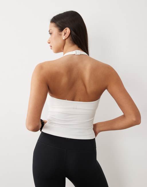 4505 – Weiches Trägertop in Weiß mit integriertem BH und Neckholder, 4 von 4