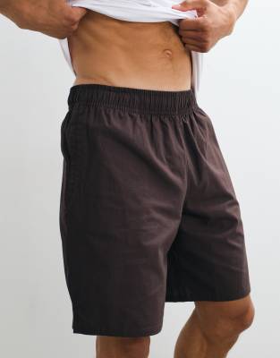 4505 Wide Leg Cotton Ripstop 10 Inch Lifting Shorts With Zip Pockets In Brown