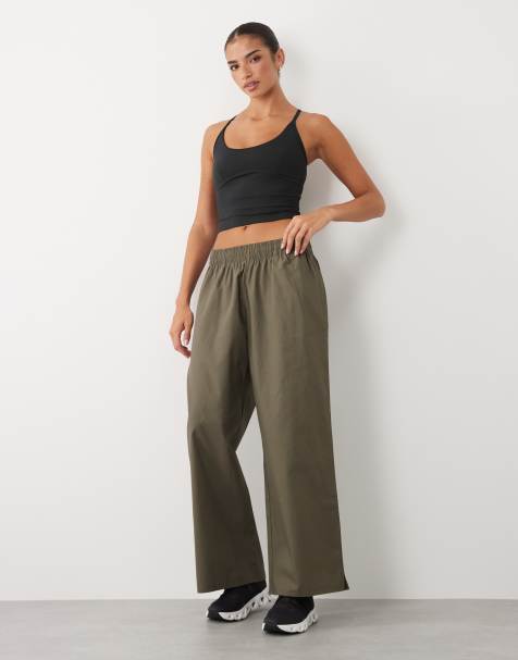 4505 wide leg cotton ripstop lifting pants with zip pockets in olive - view 1