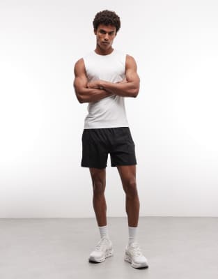 4505 Woven 5'' 2-in-1 Tennis Short With Pleat Detail And Ball Pocket In Black
