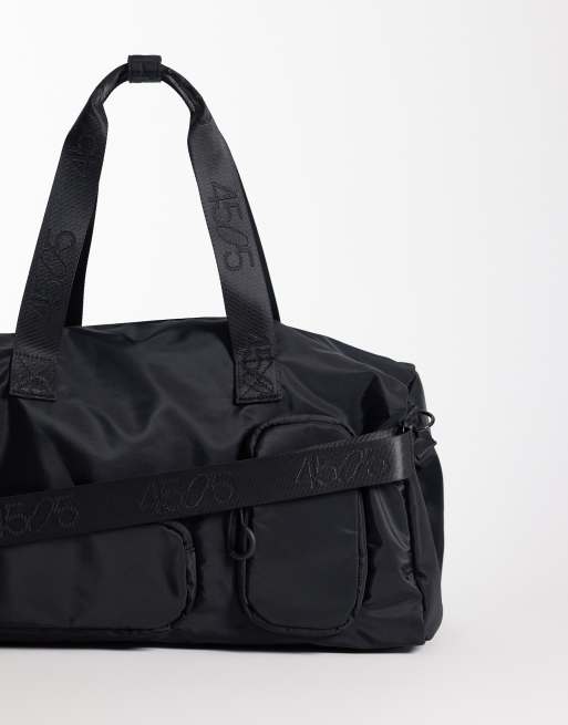 4505 woven gym holdall with utility pockets in black, 4 of 4