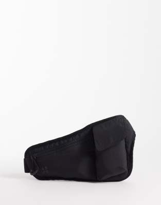 4505 Woven Running Belt With Phone Holder Holder And Reflective Detail In Black