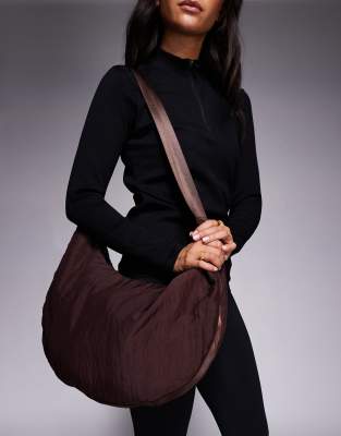4505 Woven Swing Bag With Inner Pocket And Adjustable Strap In Brown