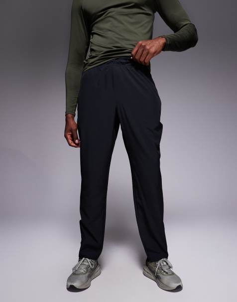 4505 woven warm up track trackies with zip pockets and adjustable hem in black - view 1