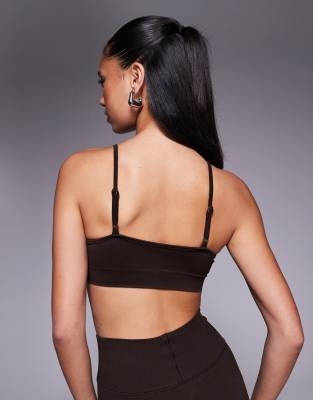 Shop 4505 Wrap Front Seamless Light Support Sports Bra In Brown