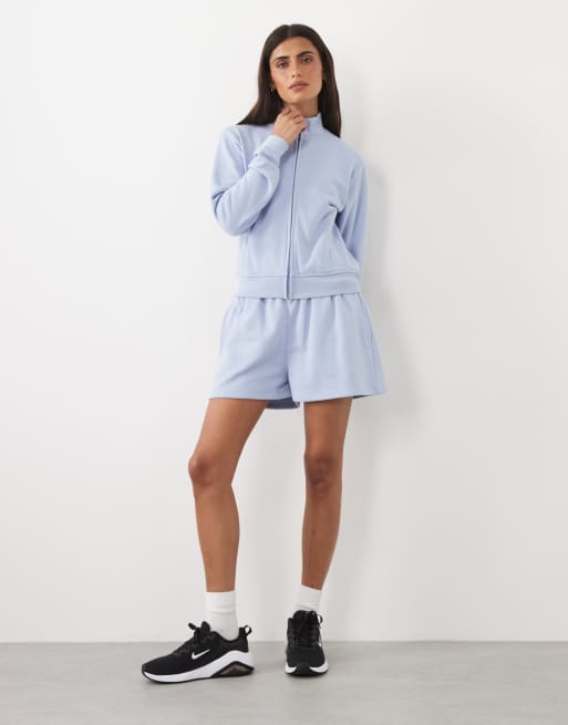 4505 Y2K leichte Studio-Trainingsjacke mit Reißverschlusstaschen in Babyblau, 2 von 4