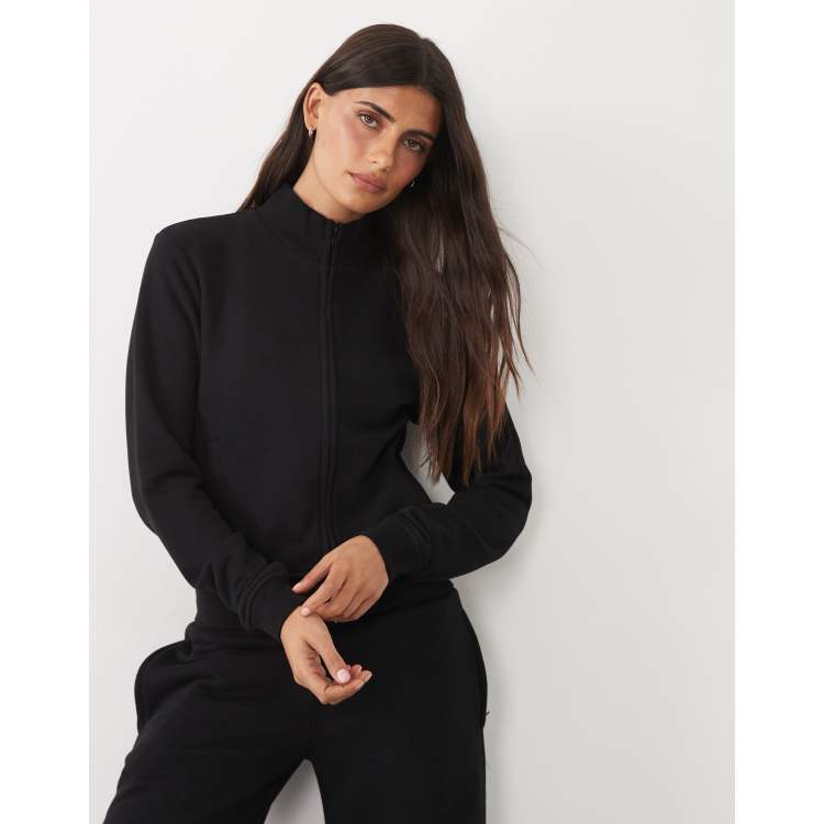 4505 Y2K lightweight studio track jacket with zip pockets in black