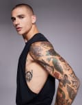 [ASOS] 4505 Yoga lightweight quick dry performance drop armhole singlet in black L Black