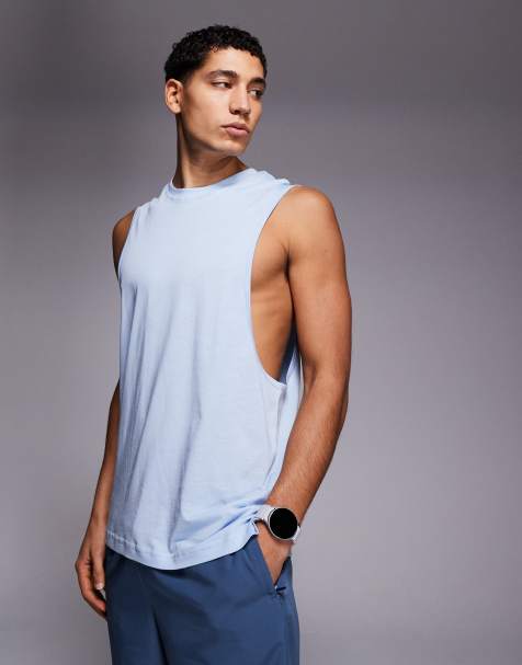 4505 Yoga lightweight quick dry performance drop armhole tank in sky blue - view 1