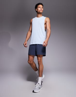 4505 Yoga Lightweight Quick Dry Performance Drop Armhole Tank In Blue