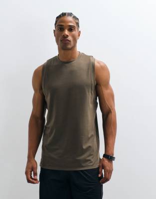4505 Yoga Performance Jersey Dropped Armholes Quick Dry Training Tank Top In Green