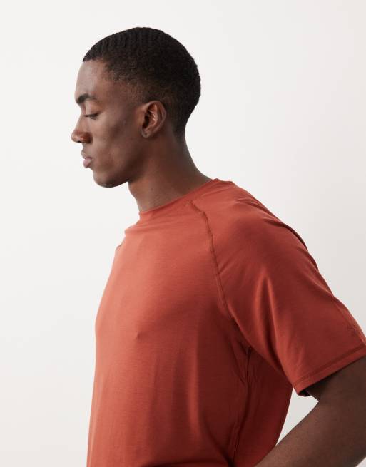 4505 Yoga performance jersey quick dry boxy oversized training T-shirt in rust, 4 of 5