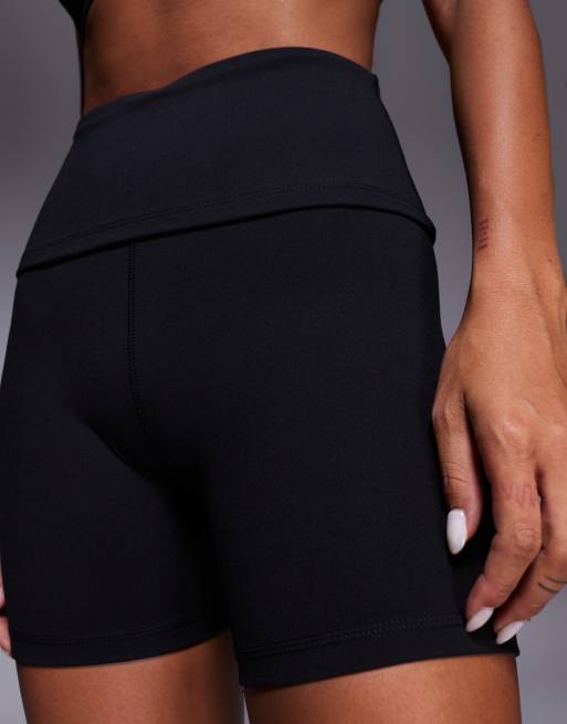 4505 Yoga soft touch fold over waist 5 inch legging shorts in black, 5 of 5