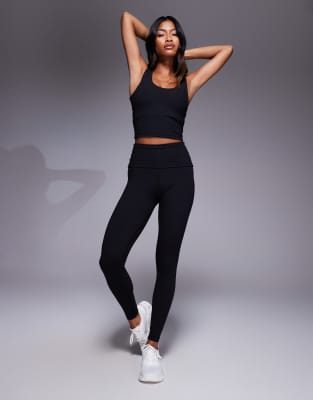 4505 Yoga soft touch fold over waist leggings in black - view 1