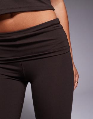 4505 Yoga Soft Touch Fold Over Waist Leggings In Brown