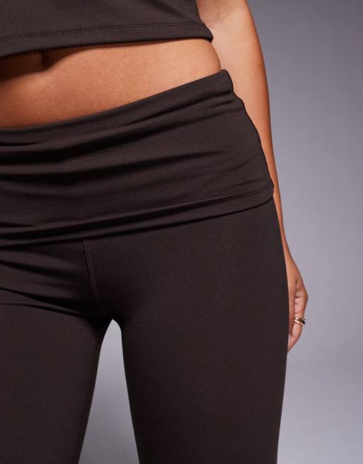 4505 Yoga soft touch fold over waist leggings in deep brown, 2 of 5