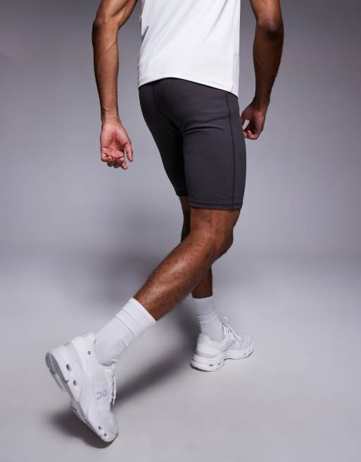 4505 Yoga soft touch training half tights with drawstring waist in granite grey, 4 of 5