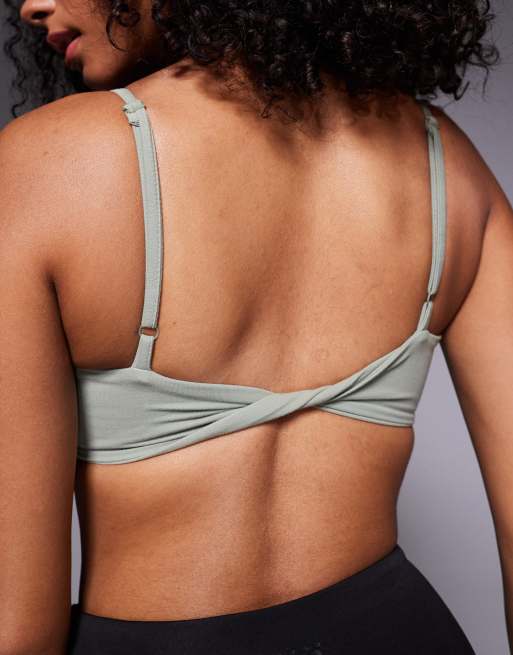 4505 Yoga soft touch twist back light support sports bra in pistachio, 4 of 4