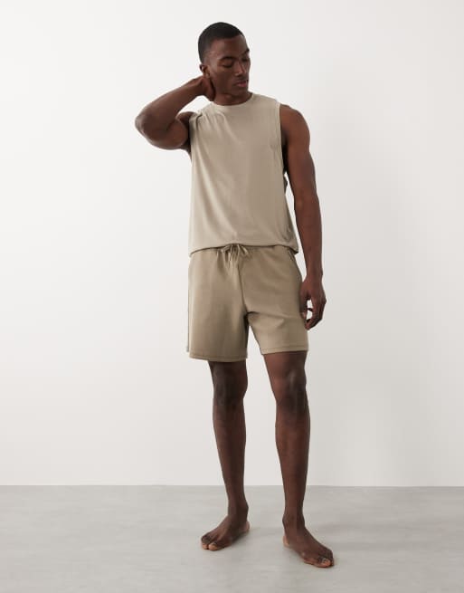 4505 Yoga ultra soft modal blend training shorts with zip pockets in greige, 2 of 5