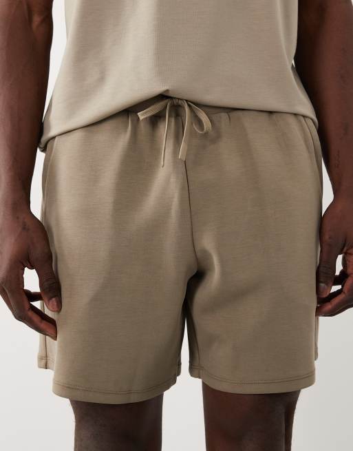 4505 Yoga ultra soft modal blend training shorts with zip pockets in greige, 4 of 5