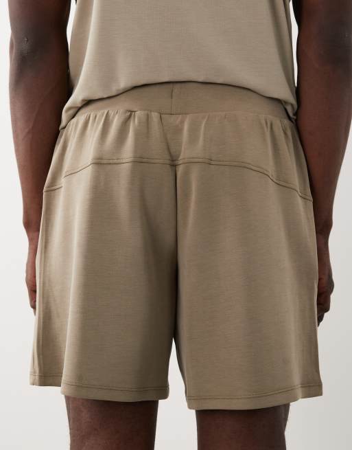 4505 Yoga ultra soft modal blend training shorts with zip pockets in greige, 5 of 5