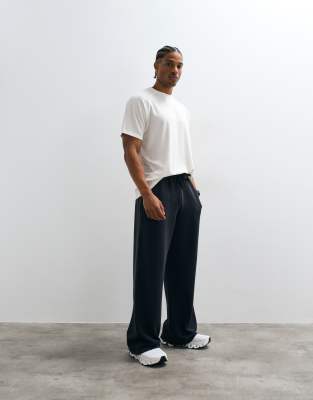 4505 Yoga Ultra Soft Modal Blend Wide Leg Sweatpants With Zip Pockets In Black