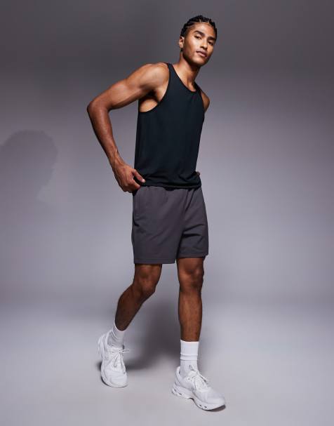 4505 - Yoga - Zachte 5 inch trainingsshort met ritszakken in granietgrijs - view 1