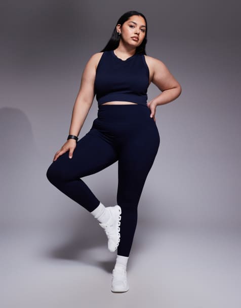 4507 Curve Active double layer support seamless ribbed sports bra in navy - view 1