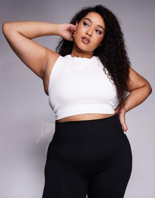 4508 Curve - Active - Brassière de sport côtelée sans coutures à double épaisseur avec maintien intégré - Blanc