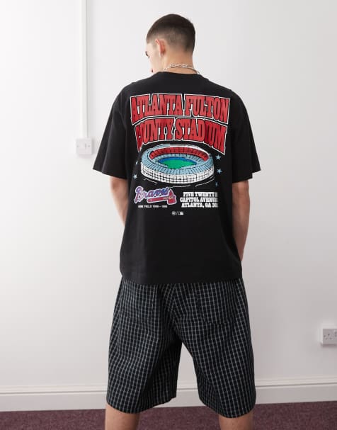 47 Brand – Atlanta Braves – Czarny T-shirt z nadrukiem stadionu na plecach - view 1