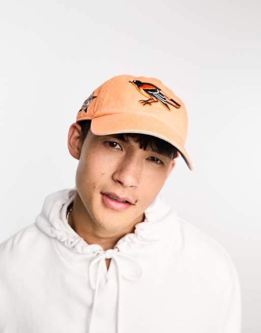 47 Brand – Baltimore Orioles – Baseballowa czapka z daszkiem w spranym kolorze pomarańczowym z logo i naszywką